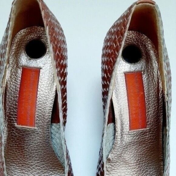 HESTER VAN EEGHEN Metallic Pink Woven Leather Heels Sz 8.5 - Picture 7 of 12